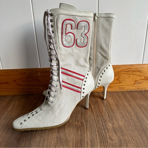 Shoes - White and Red 63 Sneaker Lace Up Retro Heels